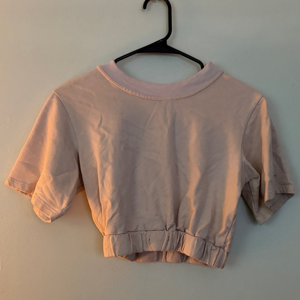 Boohoo Blush Short Sleeve Crop Top